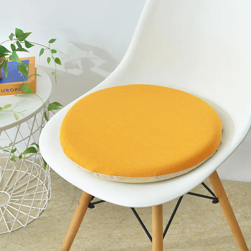 Round Linen Memory Foam Slow Rebound Cushion