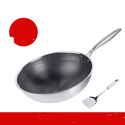 Non-Stick Stainless Steel Wok for Induction & Gas Stoves