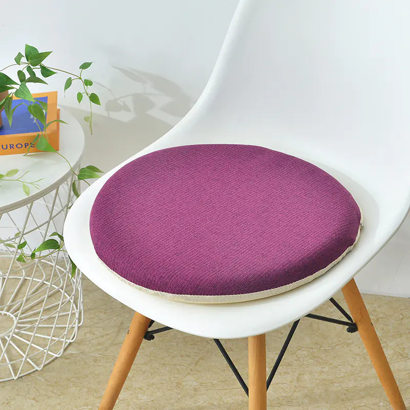 Round Linen Memory Foam Slow Rebound Cushion