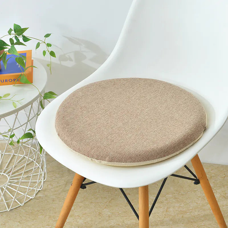 Round Linen Memory Foam Slow Rebound Cushion