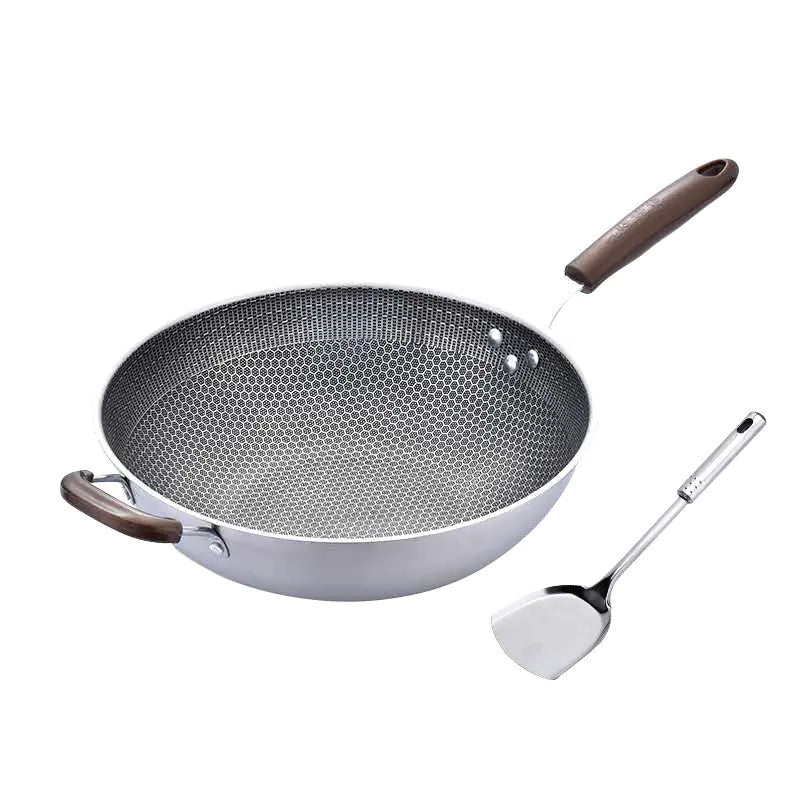 Non-Stick Stainless Steel Wok for Induction & Gas Stoves