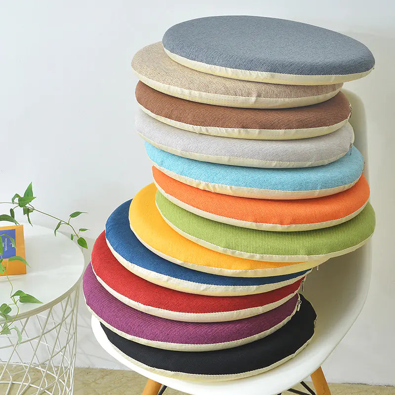 Round Linen Memory Foam Slow Rebound Cushion