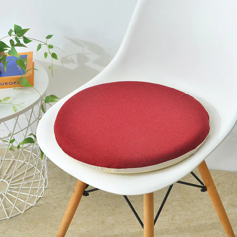 Round Linen Memory Foam Slow Rebound Cushion